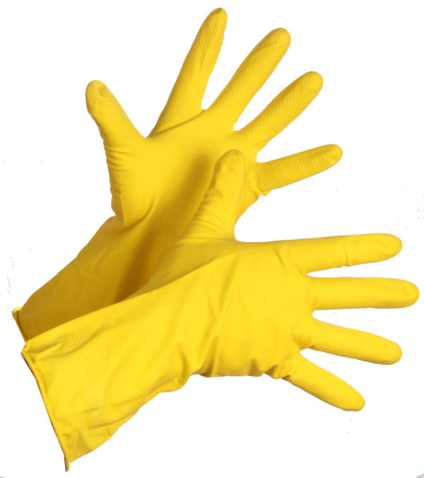 12" YELLOW FLOCK LINED LATEX GLOVE - SMALL, 12pairs/package - S4182